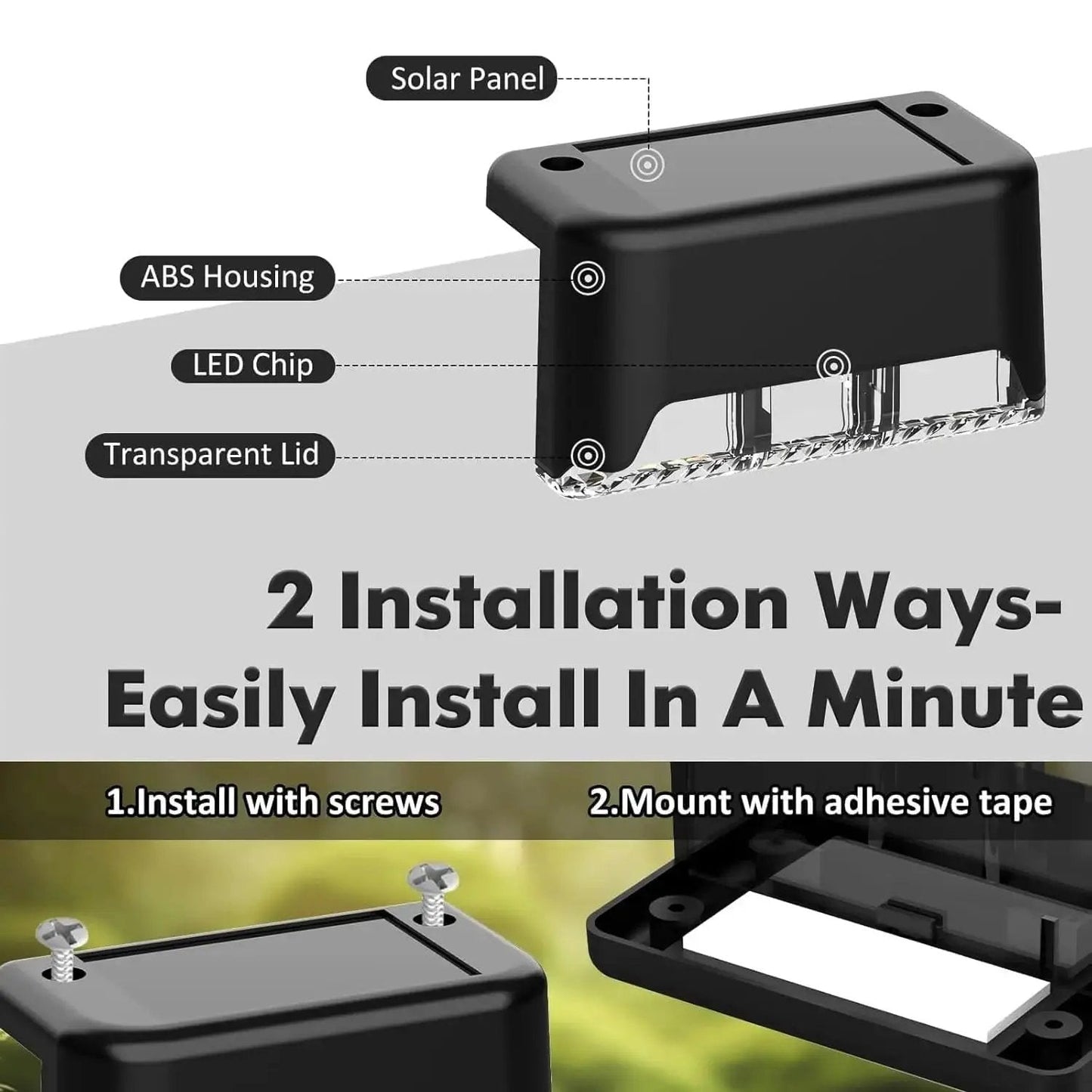 4er-Set Solar-Terrassenlichter – Wetterfestes Außenlicht