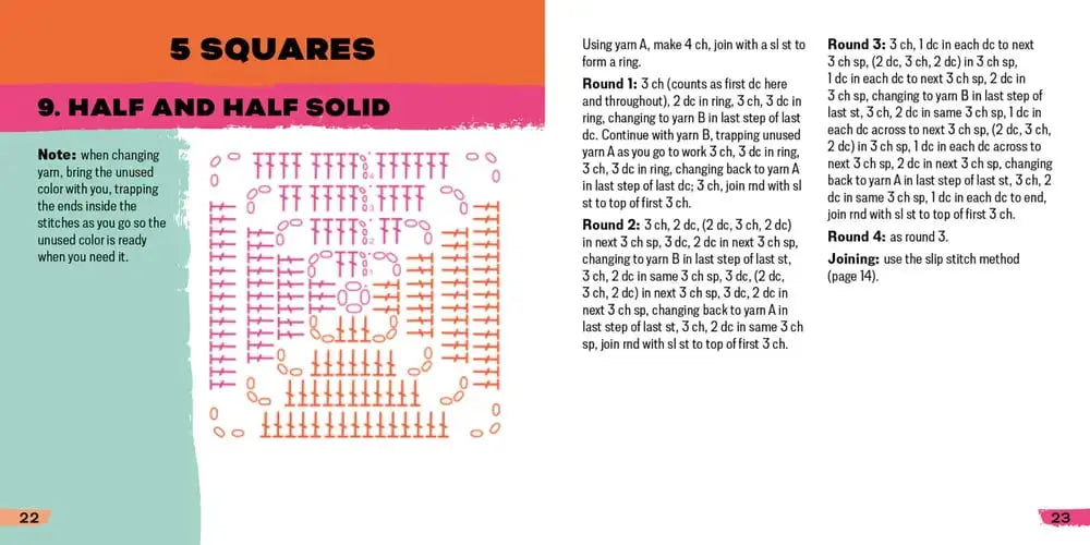 50 Häkelkarten mit bunten Mustern