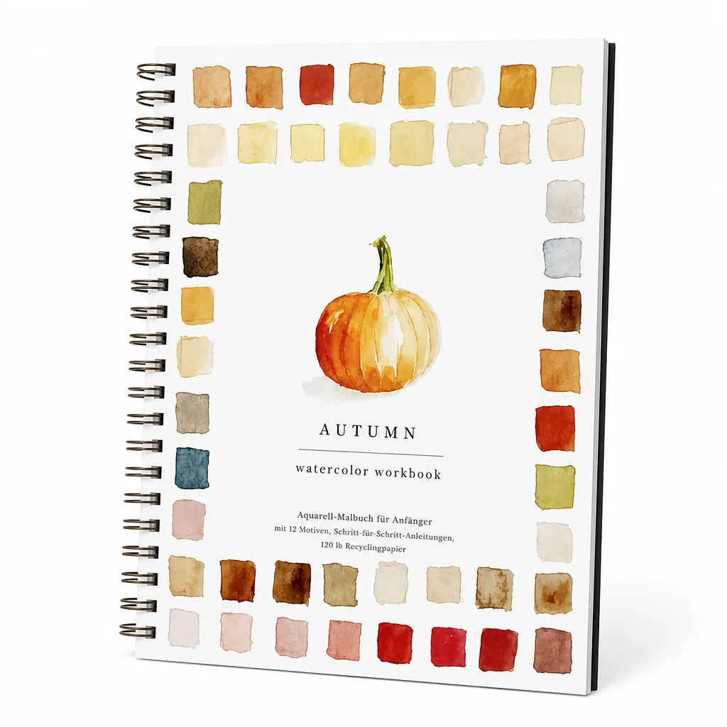 Aquarell-Malbuch für Anfänger mit 12 Motiven, Schritt-für-Schritt-Anleitungen, 120 lb Recyclingpapier