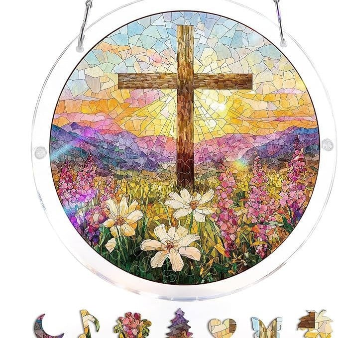 Acryl Puzzle-Fensterbild mit Lebensbaum-Motiv
