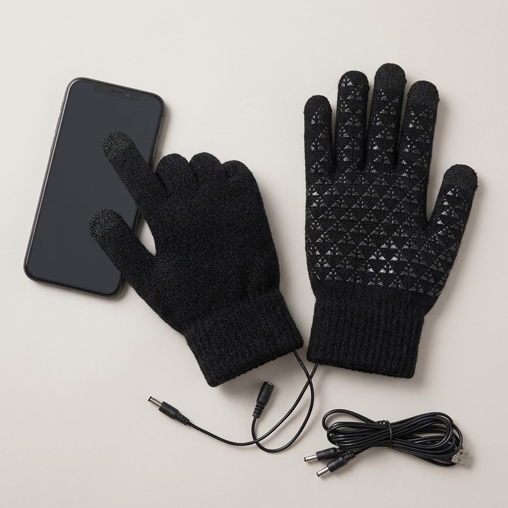 Beheizbare Handschuhe mit USB-Anschluss und Touchscreen