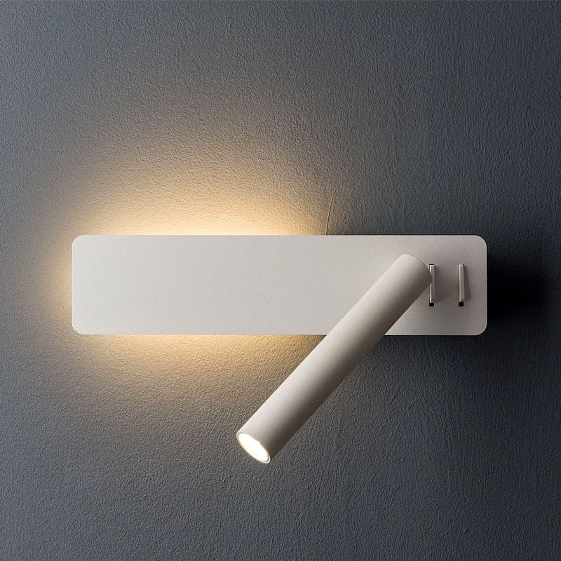 LED-Lesewandleuchte mit schwenkbarem Spot und Ambientelicht, Metall, 2 Schalter