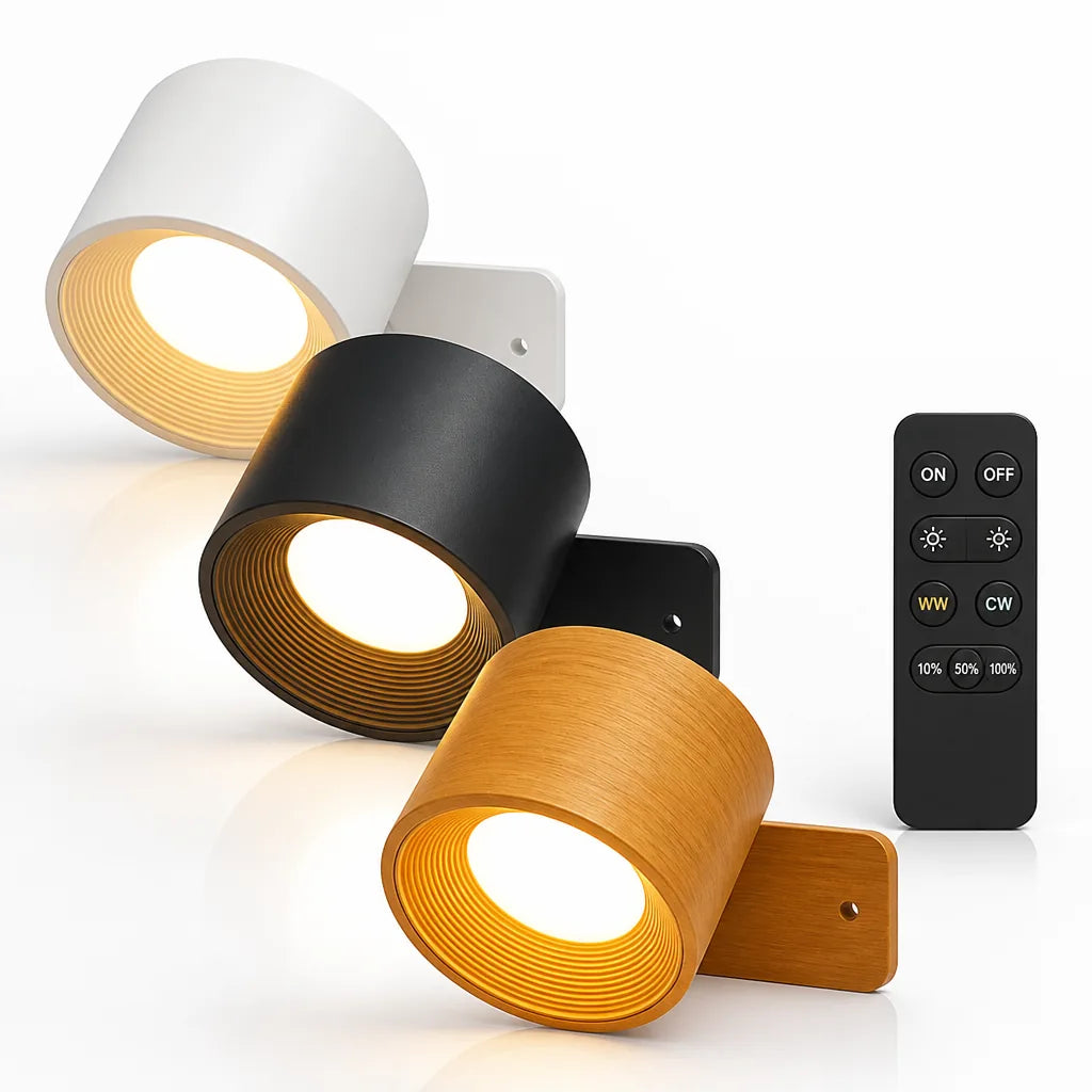 Kabellose Wandleuchte mit Magnetbefestigung, 360° drehbar, Fernbedienung, Warmweiß und Kaltweiß