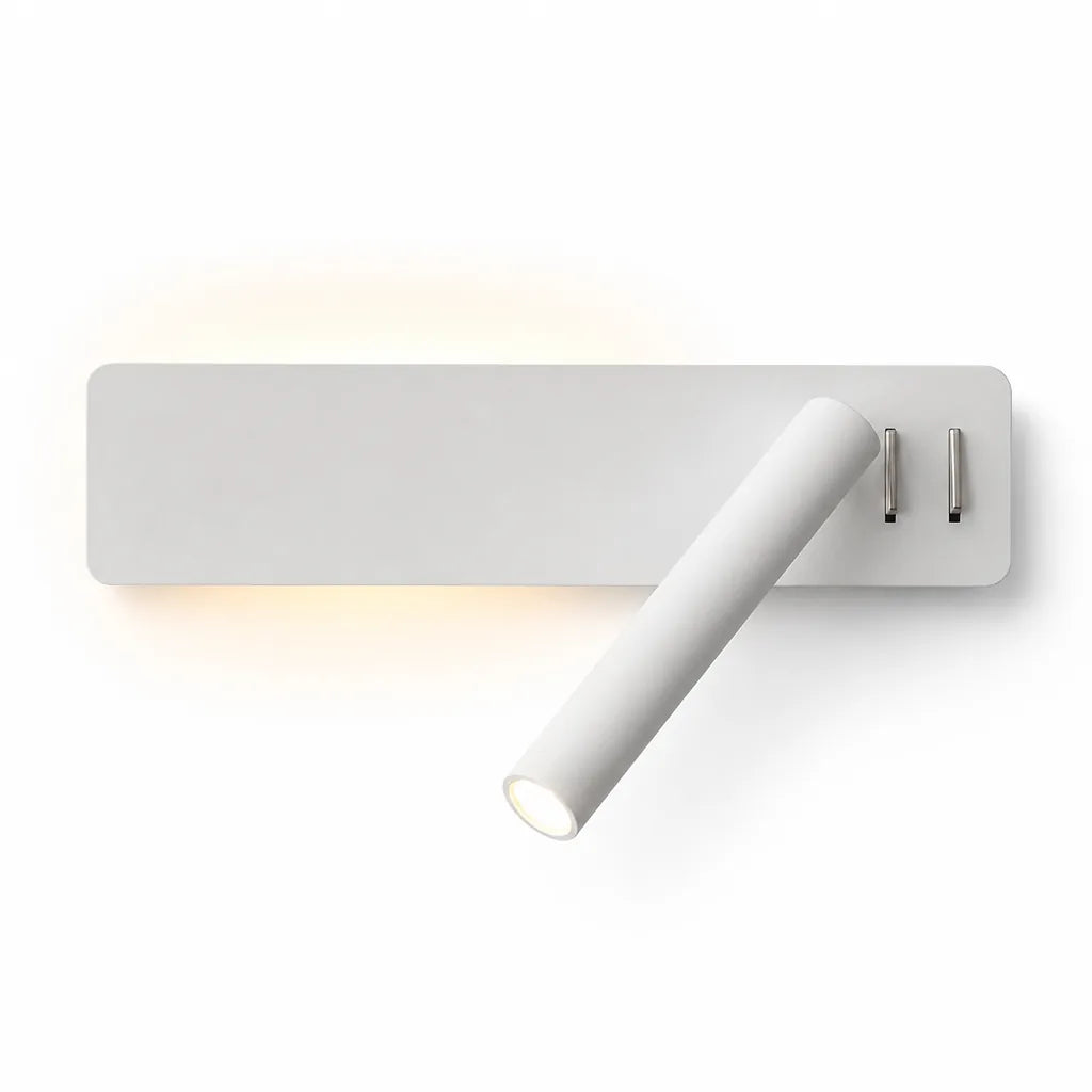 LED-Lesewandleuchte mit schwenkbarem Spot und Ambientelicht, Metall, 2 Schalter