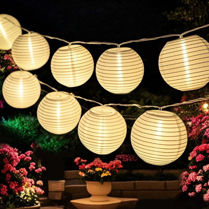 Solar-Laternenlichterkette mit LED-Stofflaternen