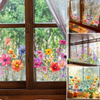 Fensteraufkleber Blumen & Schmetterlinge – Wildblumen-Motiv