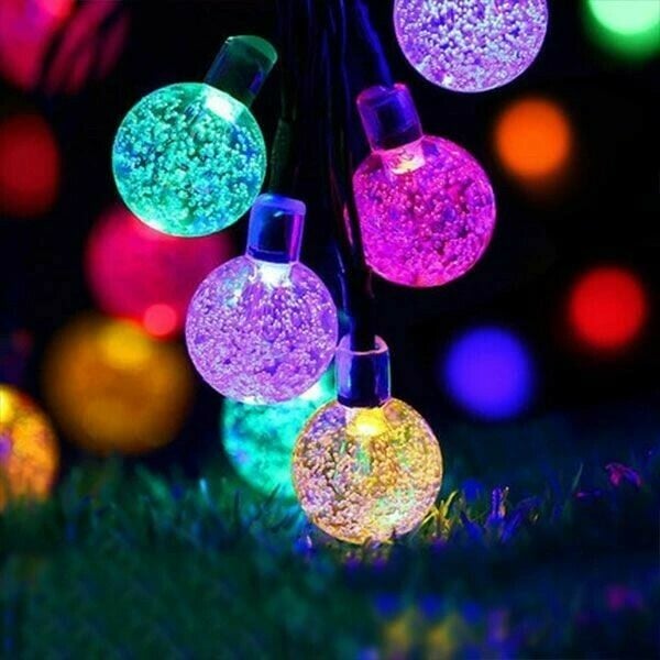 Solar-Lichterkette mit LED-Kugeln – Wetterfest und warmweiss
