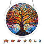 Acryl Puzzle-Fensterbild mit Lebensbaum-Motiv