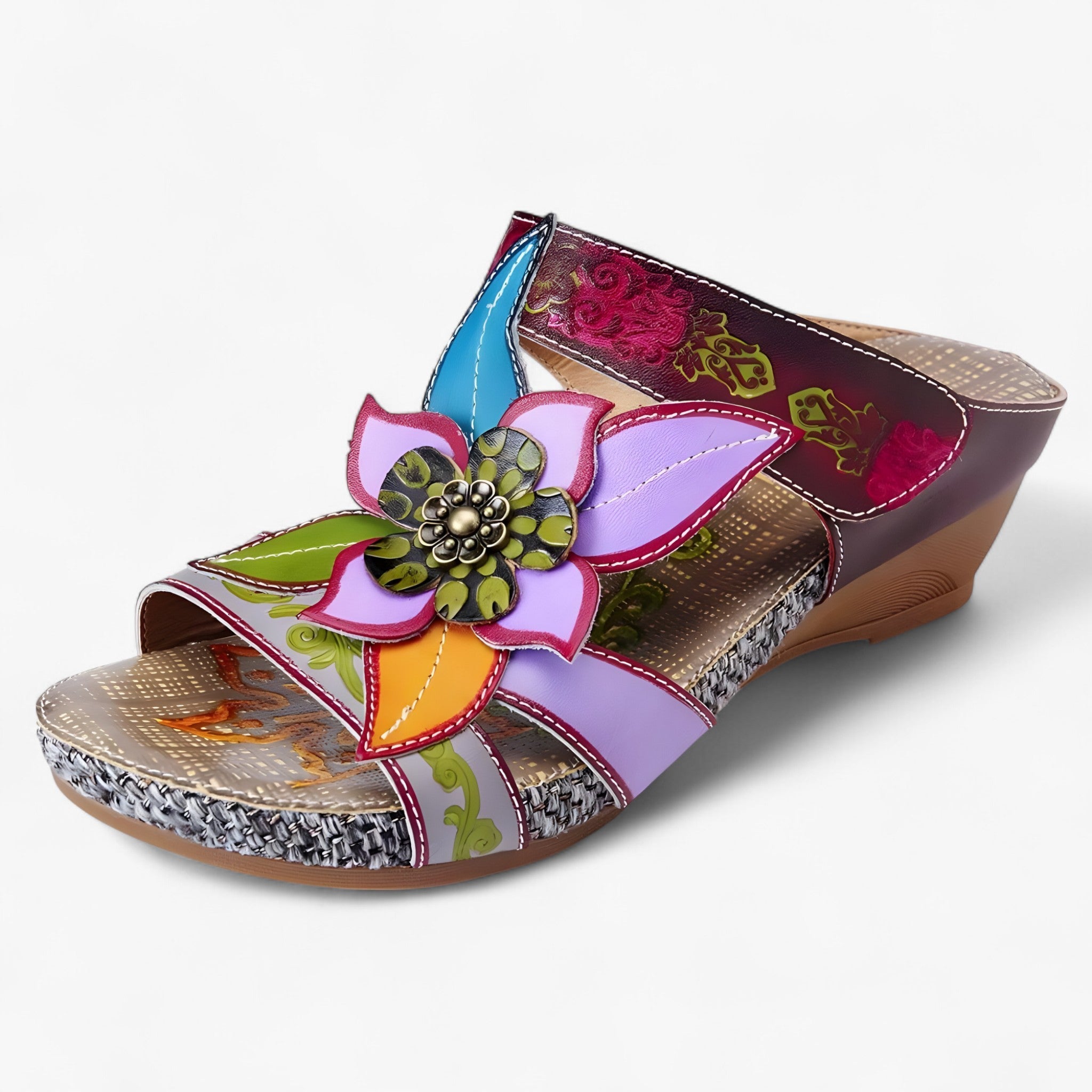 Sandalen mit Blumenverzierung – Bohemian-Stil