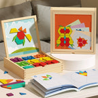 Magnetisches Holz-Puzzle mit geometrischen Formen