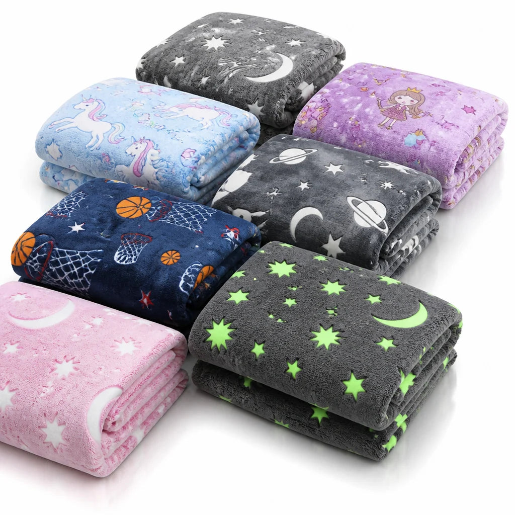 Kinderdecke, im Dunkeln leuchtend, weiches Flanell-Fleece