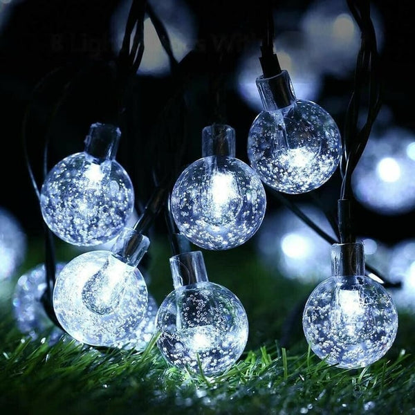 Solar-Lichterkette mit LED-Kugeln – Wetterfest und warmweiss