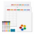 Magnetischer Kühlschrankplaner, Whiteboard-Set mit Monats- und Wochenplaner, Notiztafeln, 6 Markern