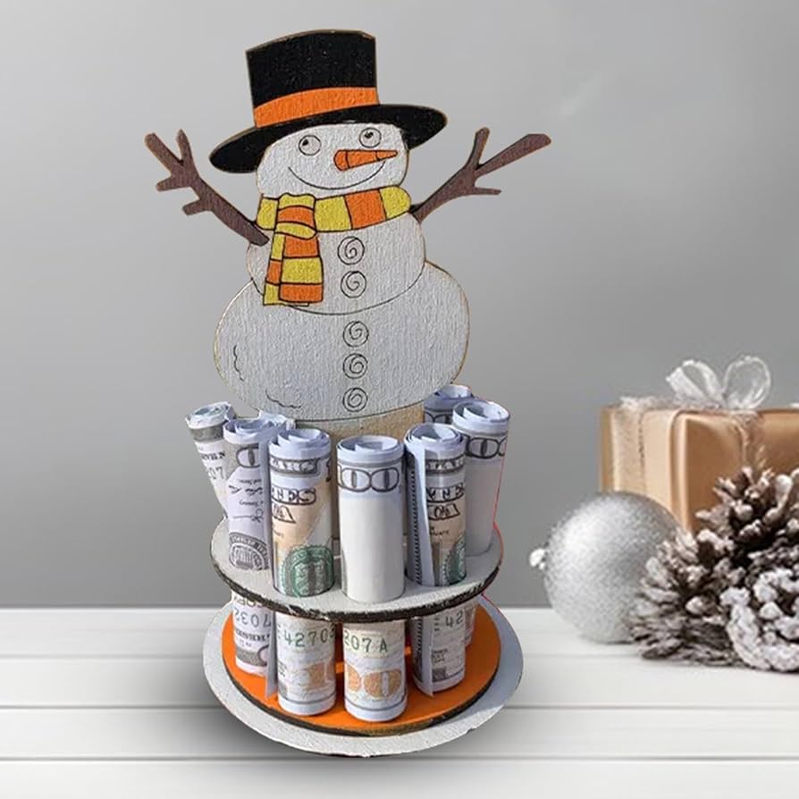 Schneemann Geldhalter | Massivholz, festliche Weihnachtsdeko