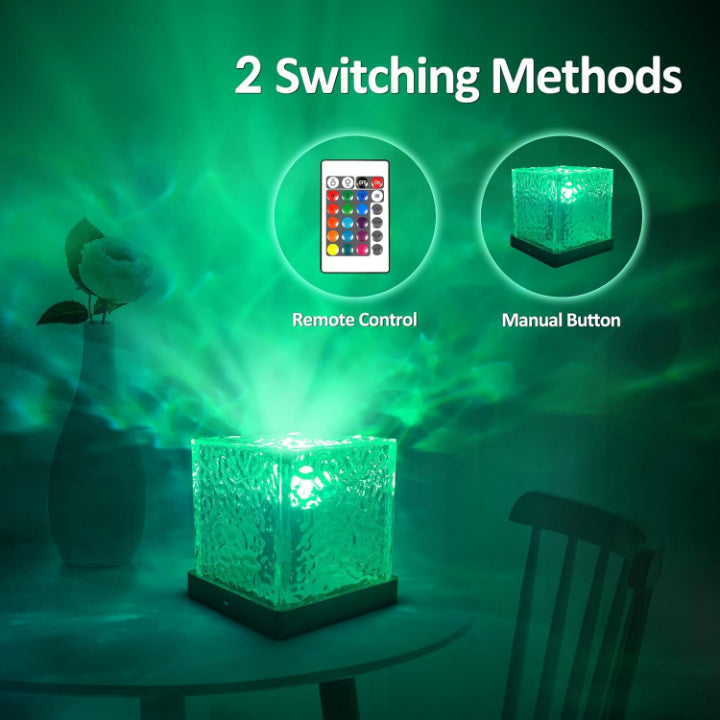 Kristall-Aurora LED-Tischleuchte mit Farbwahl & Fernbedienung – Sanftes Lichtspie