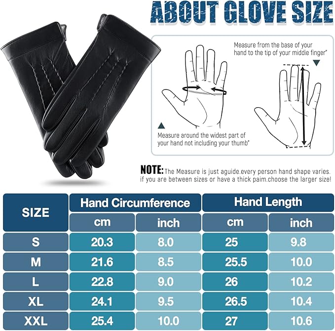 Leder-Touchscreen-Handschuhe mit Kaschmir-Fütterung
