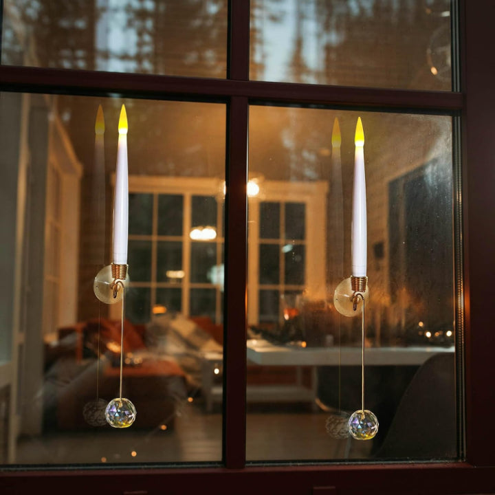 LED Weihnachtskerzen mit Kristallkugel und Haken – 6er Set für elegante Festdekoration