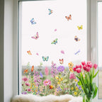 Fensteraufkleber Blumen & Schmetterlinge – Wildblumen-Motiv