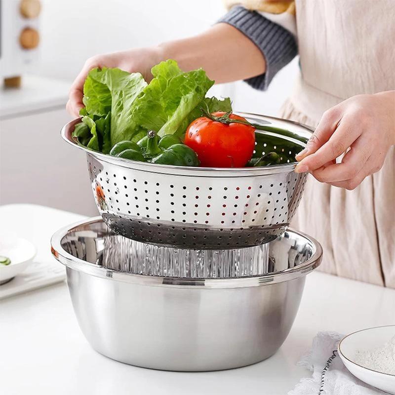 Edelstahl-Küchensieb-Set – Multifunktional zum Waschen, Sieben und Abtropfen