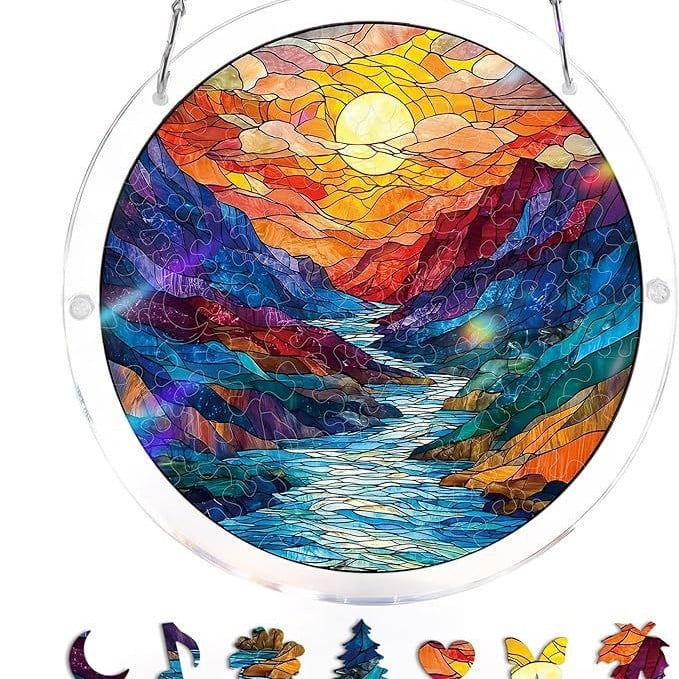 Acryl Puzzle-Fensterbild mit Lebensbaum-Motiv