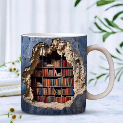 3D Bücherregal Tasse | Kreativ | Geschenkbereit zum Verschenken | Keramik