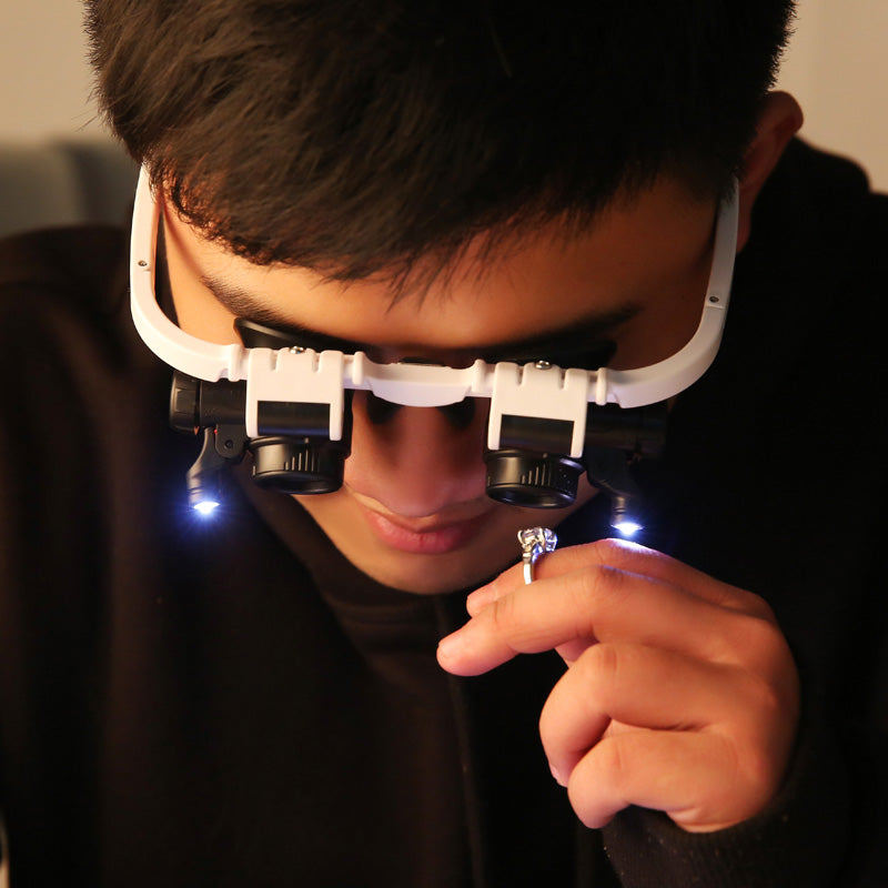 Lupenbrille mit LED-Beleuchtung und 6 Vergrösserungsstufen