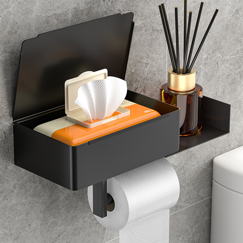 Toilettenpapierhalter mit Ablage – ohne Bohren montierbar