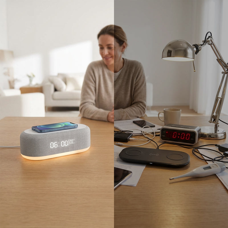 Multifunktions-Ladestation mit Wecker und LED-Licht