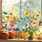Fensteraufkleber Blumen & Schmetterlinge – Wildblumen-Motiv