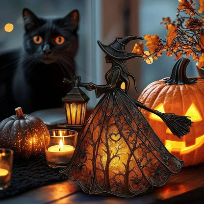 Halloween-Hexenlampe | Stimmungsvolles LED-Licht aus Harz