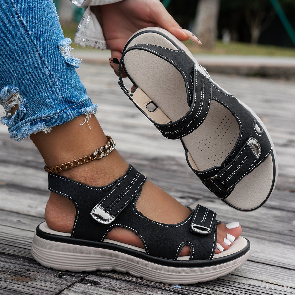 Komfort-Sandalen mit Klettverschluss