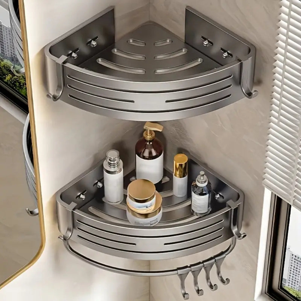 Eckregal Dusche ohne Bohren – Aluminium mit Klebestreifen