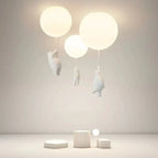Bären-Deckenleuchte mit Mattglas-Ballon