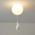 Bären-Deckenleuchte mit Mattglas-Ballon