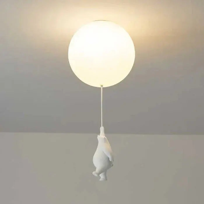 Bären-Deckenleuchte mit Mattglas-Ballon