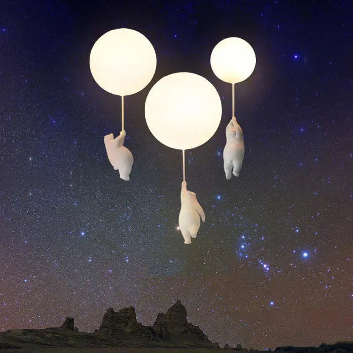 Bären-Deckenleuchte mit Mattglas-Ballon