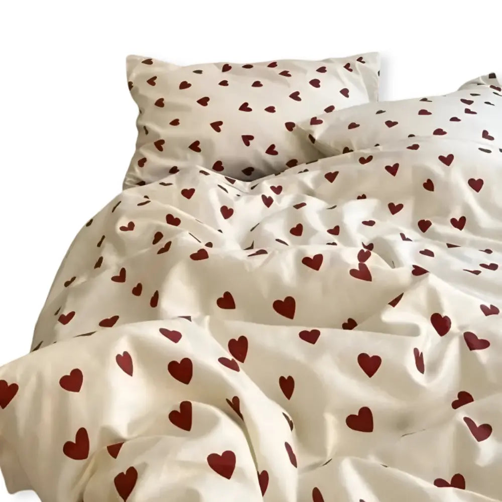 Bettwäsche-Set mit Herzmuster aus weichem Polyester