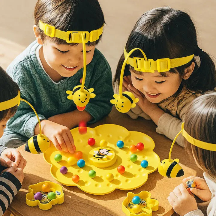 Bienen-Geschicklichkeitsspiel mit Blüten-Spielbasis
