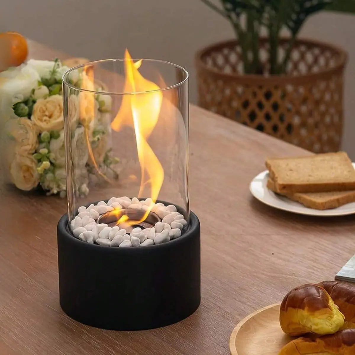 Bio-Ethanol Tischkamin aus Glas – Rauchfreie Flamme