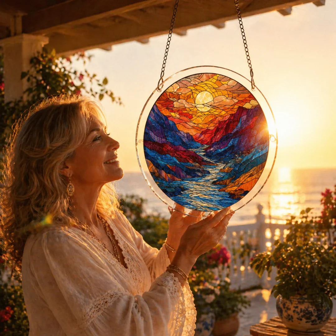 Acryl Puzzle-Fensterbild mit Lebensbaum-Motiv