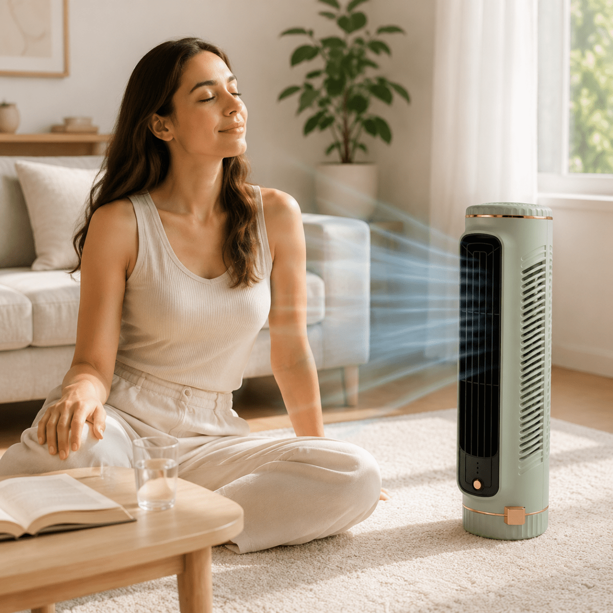 Turmventilator flügellos mit 360°-Luftzirkulation