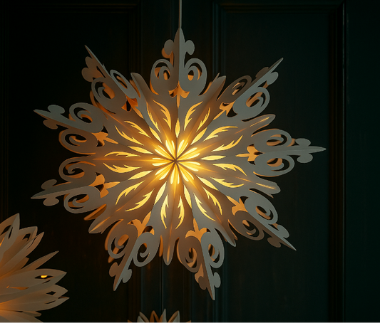 Leuchtende Schneeflocken-Weihnachtslaterne – Warmweißes Licht für gemütliche Winterabende