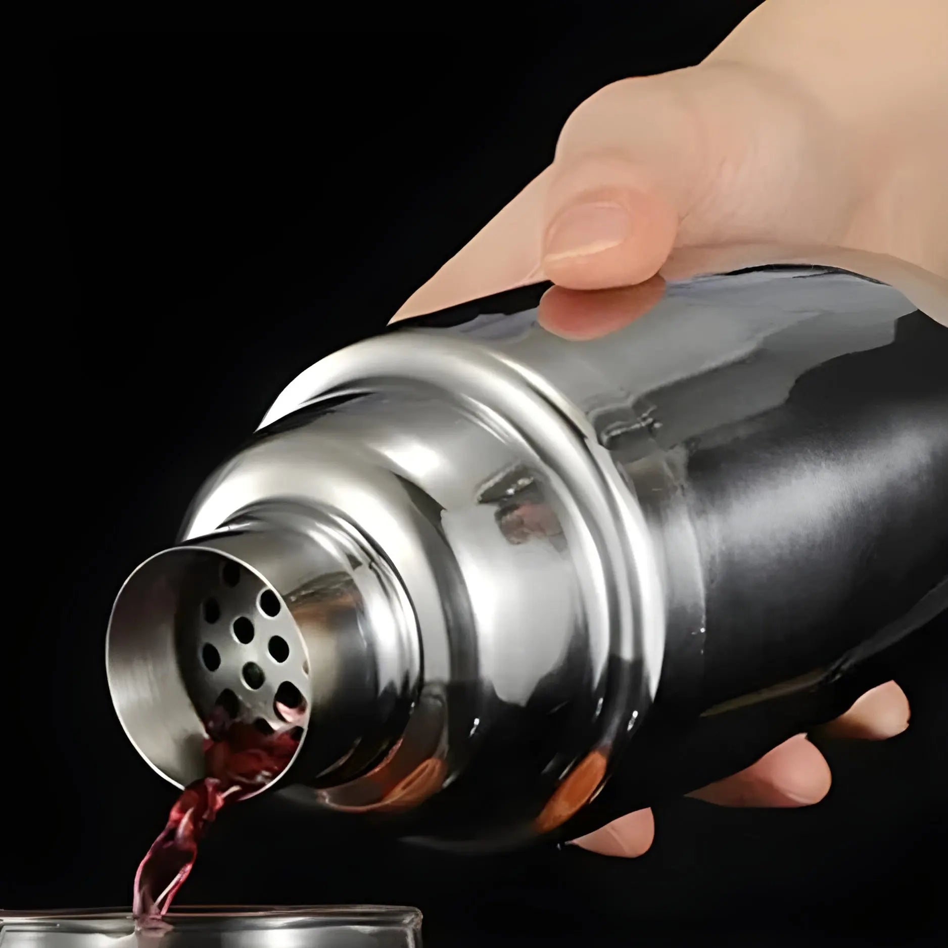 Cocktail-Set aus Edelstahl mit Bambus-Ständer