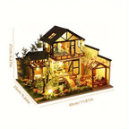 Miniatur-Puppenhaus Bausatz aus Holz mit LED-Beleuchtung