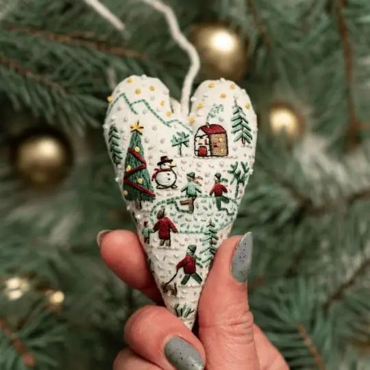 DIY-Weihnachtsherz-Stickerei-Set – Kreative Aktivität vor Weihnachten
