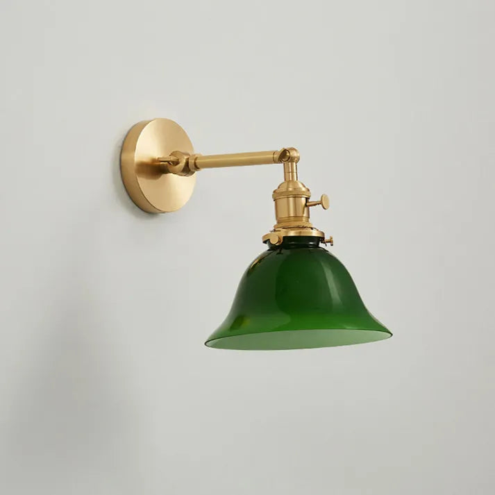 Wandleuchte Vintage Schwenkarm mit grünem Glasschirm