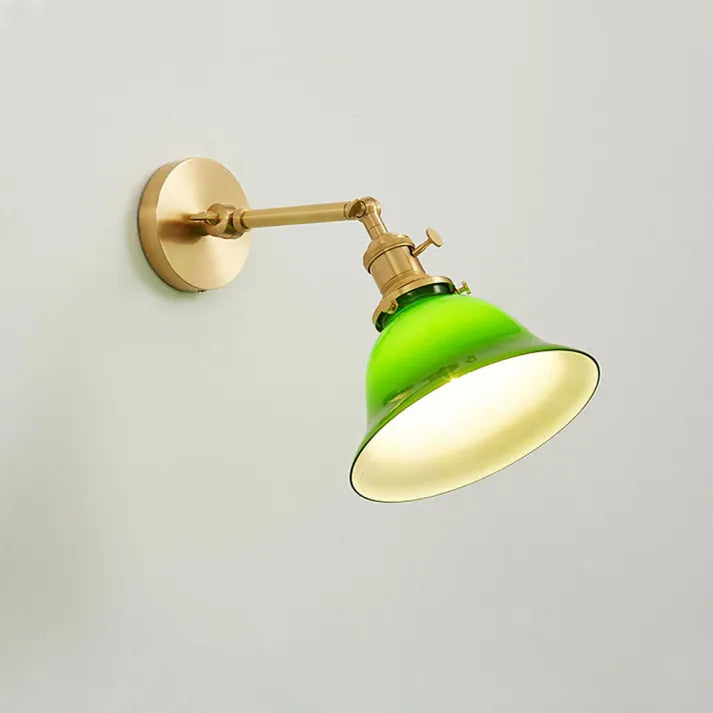 Wandleuchte Vintage Schwenkarm mit grünem Glasschirm