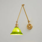 Wandleuchte Vintage Schwenkarm mit grünem Glasschirm