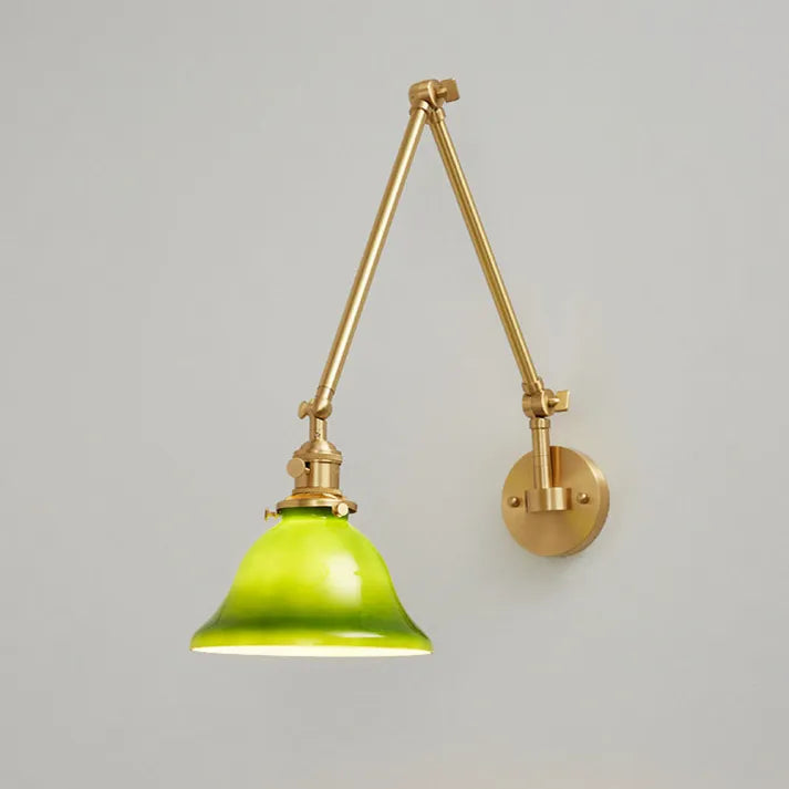 Wandleuchte Vintage Schwenkarm mit grünem Glasschirm