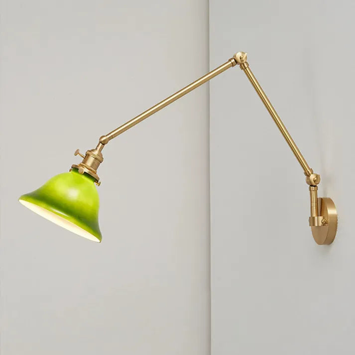 Wandleuchte Vintage Schwenkarm mit grünem Glasschirm
